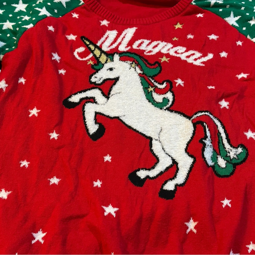 Christmas sweater magical unicorn girls 14/16 - Picture 2 of 8